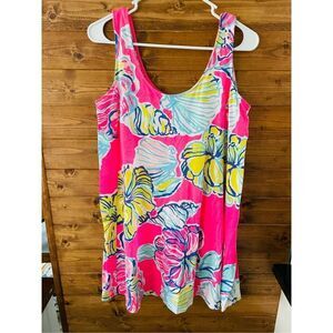 Lilly Pulitzer Carmel Dress Womens SZ L Pink Swept By The Tides Floral Tank